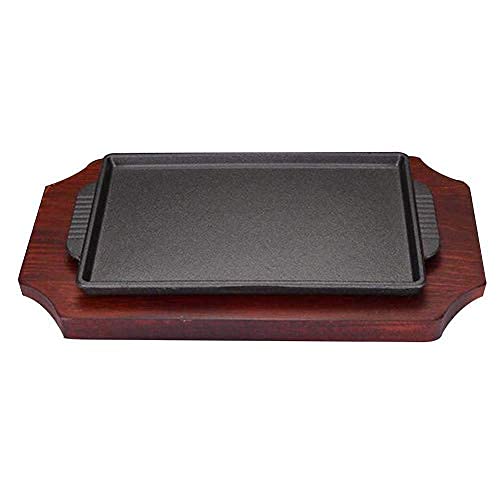 LUOYAO Non-Stick Frying Pan, Cast Iron Grill Pan Double-Sided Reversible with Non-Stick Ridged and Flat Surfaces Integral Drip Tray Suitable for Induction at Home -A