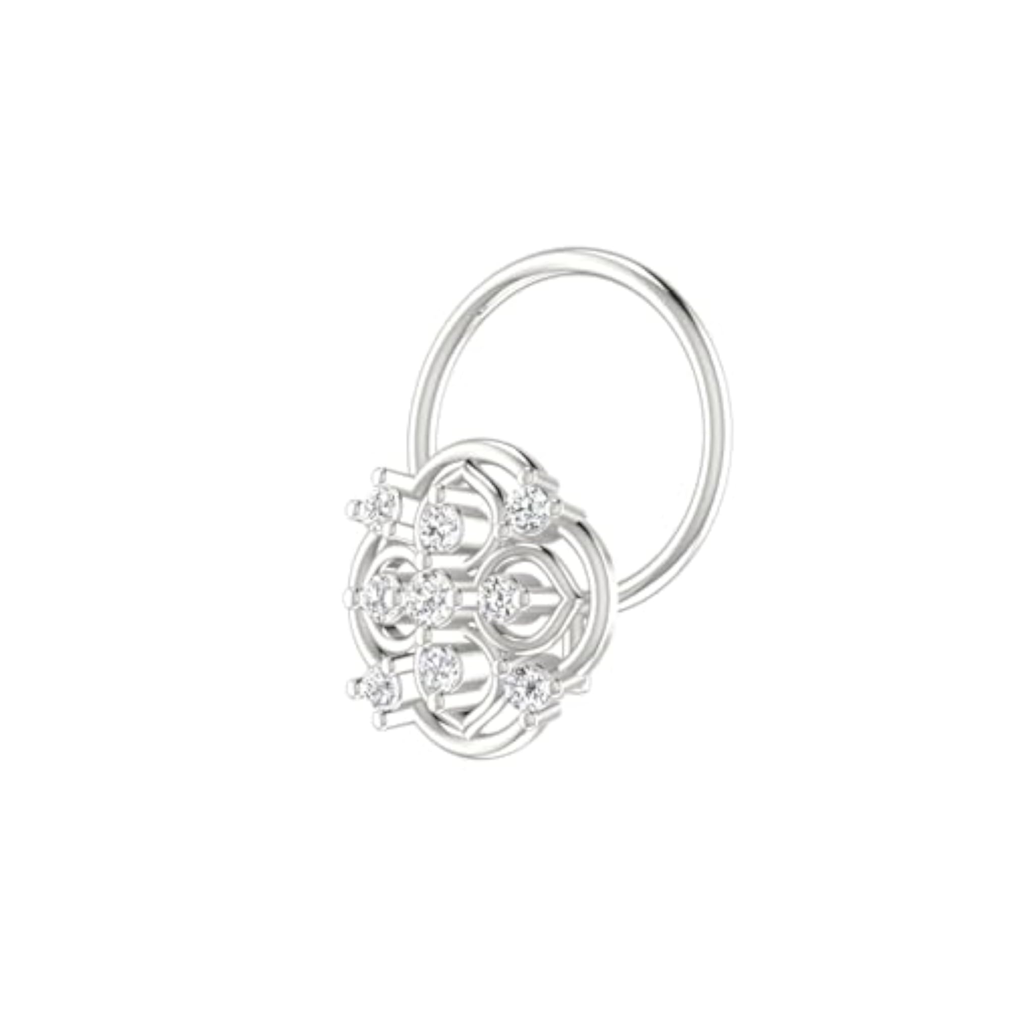 9K White Gold Hallmarked Stud Nosering, Elegant Design