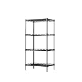 ラック 収納 棚 スチールラック メタル キッチンラック シェルフ Luckycoco 幅45×奥行30×高さ90cm 4段 耐荷重60kg 防サビ 黒