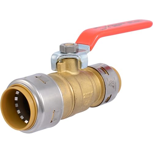 Image of SharkBite Max 1 x 3 /4 in PTC Reducing Ball Valve, Push-to-Connect Brass Water Shut-Off Plumbing Fitting, UR22993