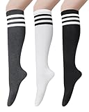 Senker Fashion Women's Knee High Socks Cotton Stockings for Women Long Striped Tube Boot Sock for Casual Outdoor Sport