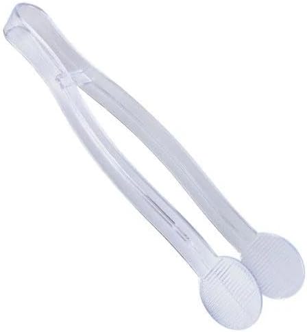 9.25 inch Clear Plastic Ice Tong – Disposable Reusable Ice Tongs for Parties, Buffets, Bars, Catering, and Events – Lightweight Clear Serving Tong for Ice, Salad, Fruits, Everyday Kitchen Use (12)