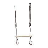 Kinder-Gartenschaukel, Handshake-Ring, Schaukel, für drinnen und draußen, Fitnessring, Schaukel, Einzelschaukel (Farbe: Holz, Größe: 45 x 180 cm)