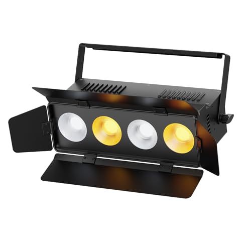 Stage Lights with Barn Doors, 4x50W LED Par Can Lights DMX512 Sound Activated, Cool White and Warm White COB Spotlights Uplights for Events Wedding Parties Concert Church Theater Stage