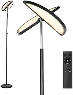 Linkind 24W Floor Lamp, 70 Butterfly Tall LED Standing Lamp, Remote & Touch Control, 5 Colour Temperatures with Stepless Dimming, 2 Adjustable Panel for Living Room Bedroom Office, Black