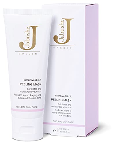 JABUSHE 3in1 Peeling Mask I 75 ml I kombinierte Gesichtsreinigung und Hautpflege I feuchtigkeitsspendendes Gesichtspeeling I Schadstofffrei & Vegan I natürliche Hautpflege aus Schweden Cover