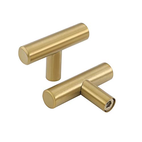 Manijas de puerta de latón cepillado de LONTAN, para armarios de cocina, barra en T, tiradores de cajón, 12 mm de diámetro, acero inoxidable, dorado, orificio individual