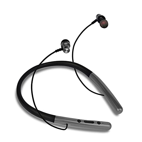 Image of Hitage NBT-6767+ 25 Hours Music Playtime 38 Hours Talktime Music Waves Orignal Sound Wireless Neckband Bluetooth Headset (Grey, in the Ear)