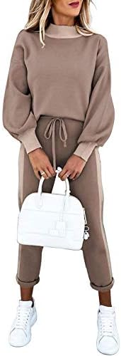 Women Long Sleeve Tracksuit Tops and Pants Set Sweatsuit Striped 2 Piece Outfit S