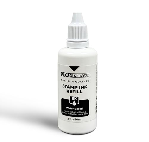 Stampmate Premium Refill Ink for Self-Inking Stamps and Stamp Pads - 2 oz. Bottle (Black)