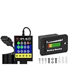 12V 24V 36V 48V 60V 72V Golf Cart Battery Gauge LED Battery Meter & TRISCO Super OBD2 Breakout Box – 16-Pin Automotive Diagnostic Tool with Voltage Display, ECU Programming Support
