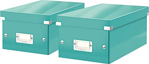 Leitz Click and Store 60410001 Archive Box for CDs Grey Cardboard, ice blue