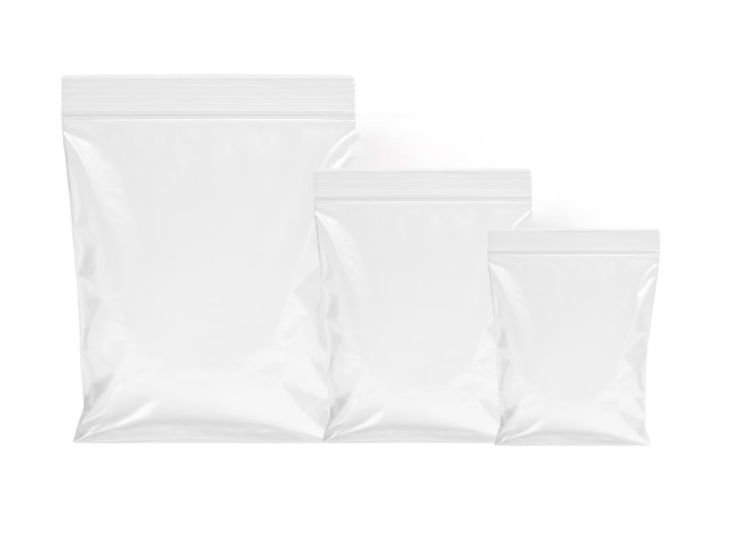 300 Assorted Grip Seal Bags - Plain little small resealable self seal Plastic baggies - 100 Each of 3 Sizes - 1.5'' x 2.5'' - 2.25'' x 3'' - 3.5'' x 4.5''