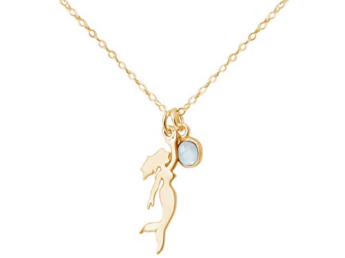 Preisvergleich Produktbild Gemshine Maritim Nautics Halskette Meerjungfrau Mermaid mit Chalcedon 925 Silber, hochwertig vergoldet oder rose im Navy Stil - Fair Trade, Ethisch Made in Spain, Metall Farbe:Silber vergoldet