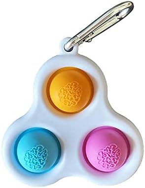 Simple Dimple Fidget Popper Toy Mini with Keychain Silicone Sensory Stress Relief Toy for Kids Adults (Orange+Blue+Pink)