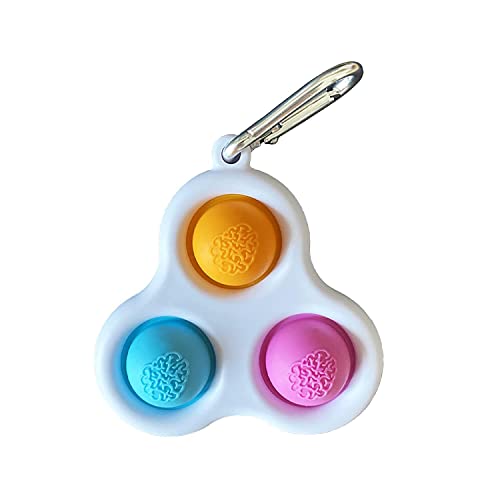 Simple Dimple Fidget Popper Toy Mini with Keychain Silicone Sensory Stress Relief Toy for Kids Adults (Orange+Blue+Pink)