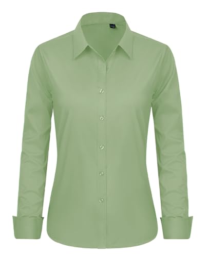 Image of J.VER Button Down Shirts for Women Stretch Collared Long Sleeve Dress Shirt | Business Casual, for Work Office, Meetings, Dinner, Dates, Travel, Leisure, Elegant, Workout, Social Gathering, Commute