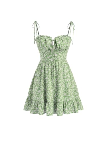 Image of CIDER Floral Dress for Women Summer Mini Sundresses Spaghetti Strap Cute Vacation Dresses Boho Casual Outfits