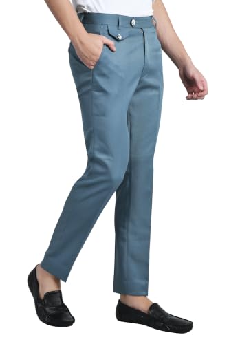 Image of Men's Formal Slim Fit Trousers | Premium Poly Viscose Blend Office Wear Flat Front Pants | Wrinkle Resistant Business Casual Pants | Length 41 Inches.