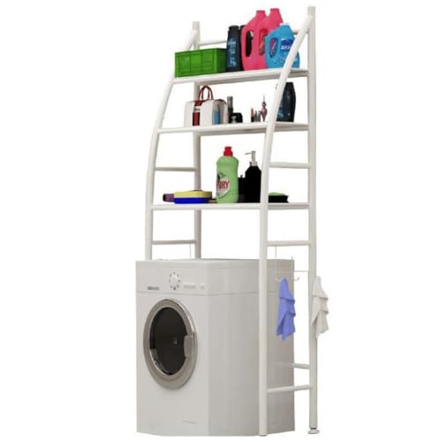 Estantería sobre Inodoro WC Lavadora Ahorra Espacio Almacenamiento Cuarto Baño, Colada, Blanco, 166 x 65 x 25cm