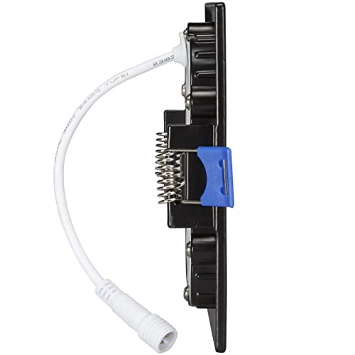 Maxxima 4 In. Square Ultra Thin Recessed Led Downlight, 700 Lumens, Black Trim, 5 Cct Color Selectable 2700K/3000K/3500K/4000K/5000K, Canless Ic Rated, Slim, Dimmable, J-Box Include #TOP2