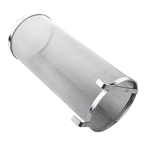 Filtro de malla de acero inoxidable de 300 micrones casero para cerveza y lúpulo con gancho cervecería colador de filtro de malla de araña de salto (15 x 35 cm)