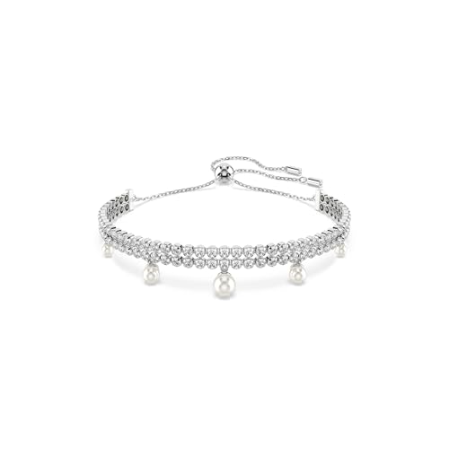 Swarovski Ariana Grande x Crystal and Pearl Soft Bracelet in Rhodium Finish - Part of the Ariana Grande x Capsule Collection