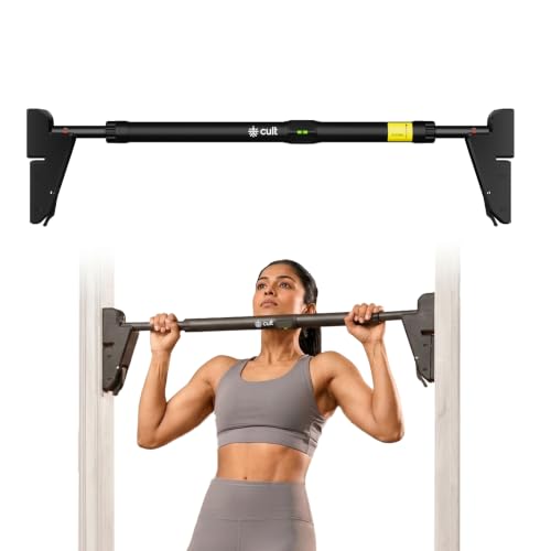 Image of Cult Adjustable Pull-Up Bar for Home for Kids and Adults | 300 kg Weight Capacity | Heavy-Duty Steel Wall Mounted & Doorway Bar | Anti-Skid Grip Multi-Grip Pull-Up Bar for Home Workout | No-Drill Installation for Pull Ups, Chin Ups & Core Training | Size - 76 -110 cm