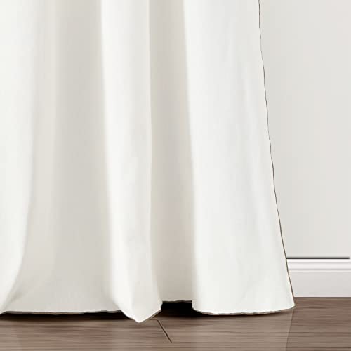 image for Lush Decor Modern Faux Linen Embroidered Edge with Attached Valance Wi