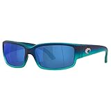 Costa Del Mar Mens Caballito Rectangular Sunglasses, Matte Caribbean Fade/Grey Blue Mirrored Polarized-580P, 59 mm