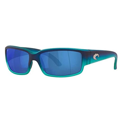 Costa Del Mar Men's Caballito Polarized Rectangular Sunglasses, Matte Caribbean Fade/Grey Blue Mirrored Polarized-580P, 59 mm