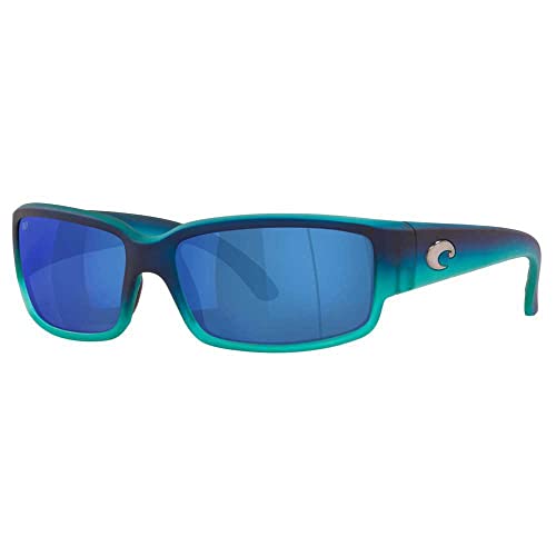 Costa Del Mar Mens Caballito Rectangular Sunglasses, Matte Caribbean Fade/Grey Blue Mirrored Polarized-580P, 59 mm