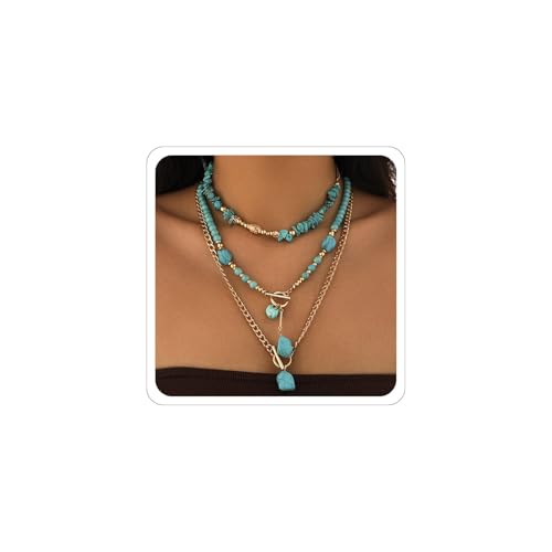 Western Necklaces for Women Country Concert Outfits Boho Turquoise Necklace Cowgirl Cowboy Layered Necklace Bohemian Vintage Country Accessorie
