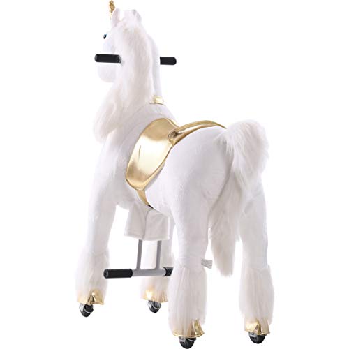 Sweety Toys 11339 Reittier groß Einhorn auf Rollen für 4 bis 9 Jahre-Riding Animal, Weiß – Bild 4