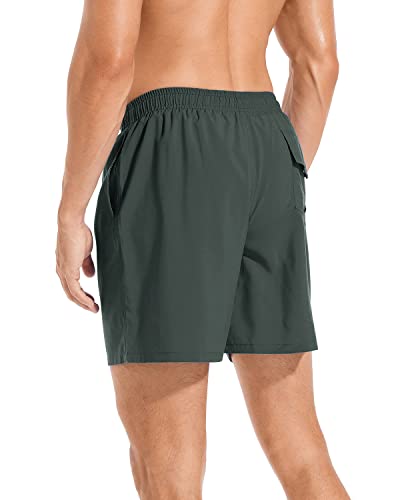 Jimlieay Army Green Swimming Trunks For Men Bathing Suit Swim Short Quick Dry Elastic Waist With Boxer Brief Liner #TOP2