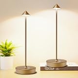 Tpczqj Set of 2 Rechargeable Cordless Table Lamp,6000mAh LED Battery Operated Desk Lamp Touch 3 Color Dimming Portable Outdoor Waterproof Table Light for Patio/Restaurant/Dining/Home (Bronze)