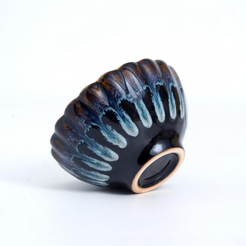 HOHCNA Jianzhan Tenmoku Tea Cup with Gold Peacock