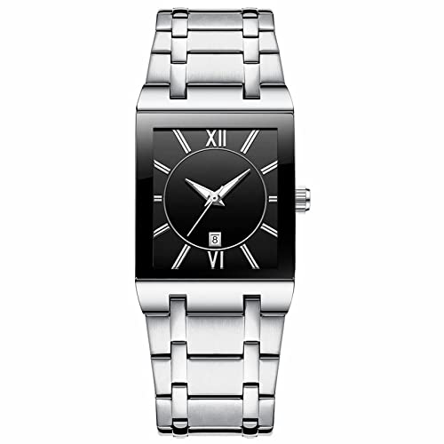 Relojes cuadrados para hombres y mujeres, reloj cuadrado de acero inoxidable con fecha, analógico, de cuarzo, reloj de pulsera para hombre, reloj de aviación para hombre, G, talla única