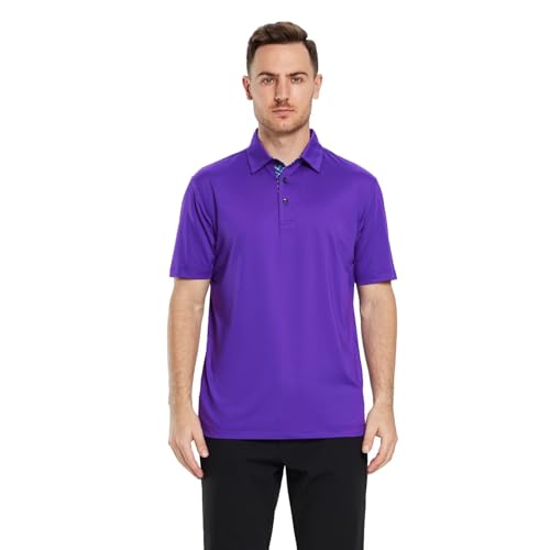 Image of Mens Polo Shirts Short and Long Sleeve Casual Solid Stylish Dry Fit Performance Designed Collared Golf Polo Shirts for Men