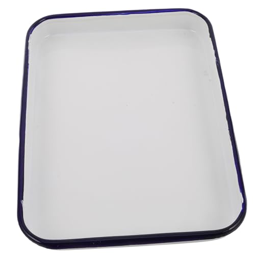 MOLUCKFU Vintage Enamel Baking Nonstick Roasting Pan for Bread Cakes Pastries Easy to Clean Rectangular Design for Versatile Kitchen Use Efficient Storage