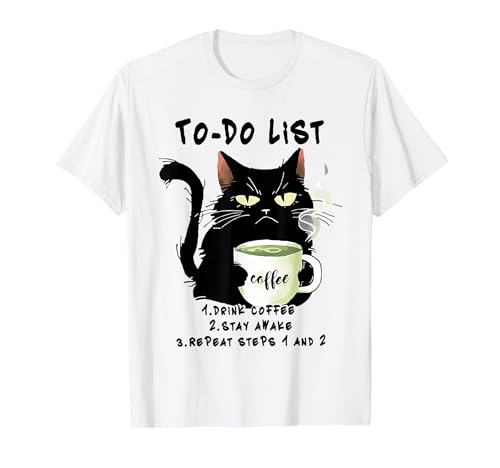To-Do List Coffee Black Cat T-Shirt