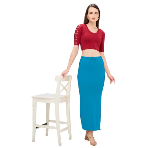 Image of DESI GIRL Cotton Lycra Stretchable Saree Shapewear Petticoat with Drawstring for Women | Fishcut Saree Petticoat with Side Slit for Easy Movement | Saree Shaper | Long inskirt