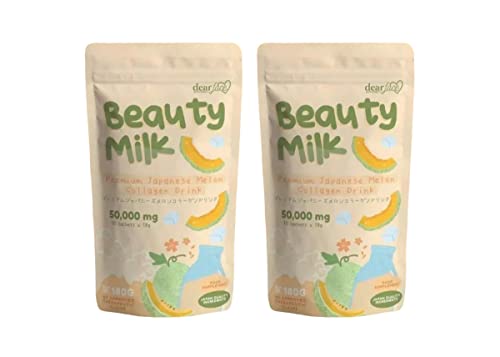 Dear Face 2 Packs Beauty Milk Japanese Collagen Melon Drink - 50 000mg Hydrolyzed Collagen