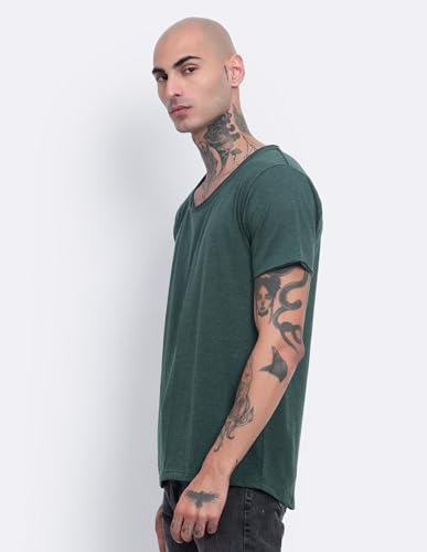 Image of Men's Cotton Scoop Neck T-Shirts, Regular Fit Tshirts Melange Scoop Neck T-Shirt