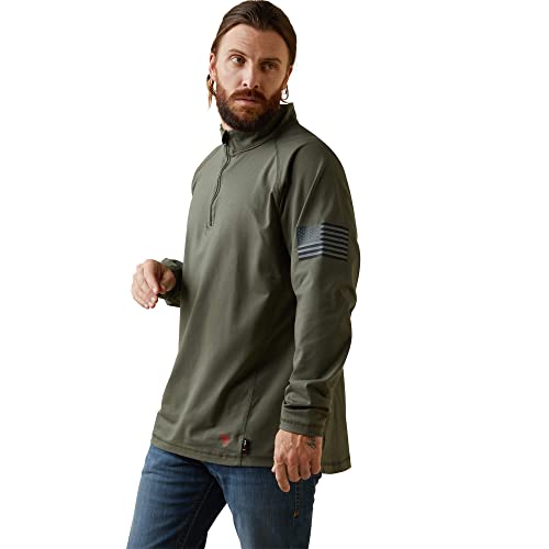 Image of Ariat Men's FR Combat Stretch Patriot 1 /4 Zip Work Shirt