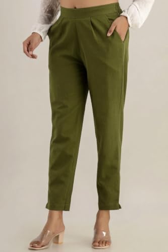 Image of Regular Fit Cotton Woman Trousers Pants Kurti Pant Casual Daily Formal Office Use