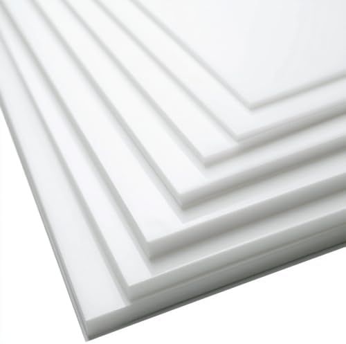 High Density Polyethylene Sheets HDPE Plastic Sheet Board for DIY, Heavy Duty Industry, 1/4" Thick,Size 12" x 12", White Color