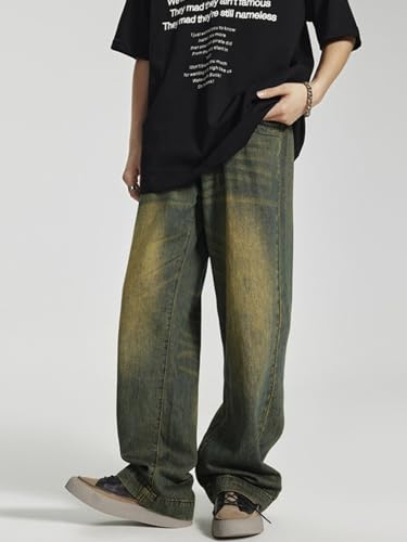 Jeans Pants Trousers Denim Retro Blue Straight Tube Loose Trendy Drop Comfortable Wide Leg Casual Men's Long3