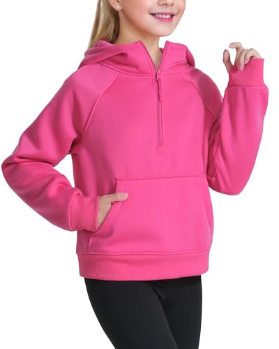 KEREDA Girls Half Zip Hoodies Fleece Pullover Sweatshirt Long Sleeve Winter Clothes Thumb Hole2