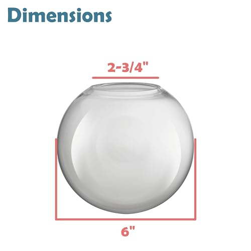 Image of Aspen Creative 28005-60-2, 6 inch Clear Glass Globe, Neckless for Wall Sconces, Fitter: 2-3 /4 inch, 2 Pack